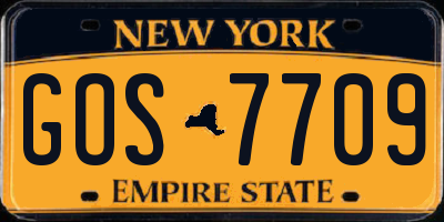 NY license plate GOS7709