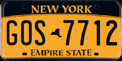 NY license plate GOS7712