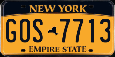 NY license plate GOS7713