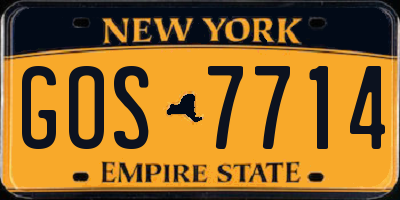NY license plate GOS7714