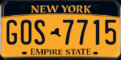 NY license plate GOS7715