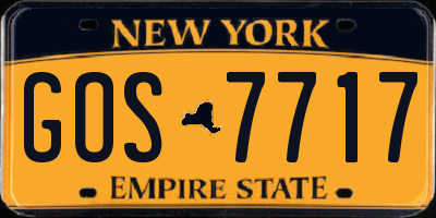 NY license plate GOS7717