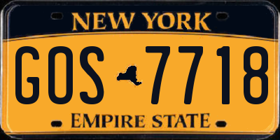 NY license plate GOS7718