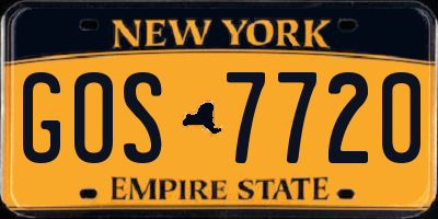 NY license plate GOS7720