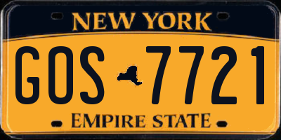 NY license plate GOS7721
