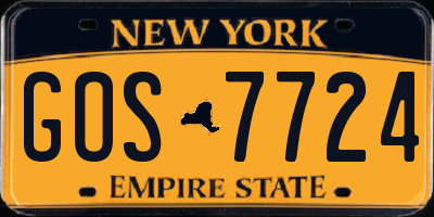 NY license plate GOS7724