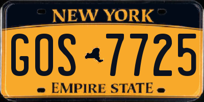 NY license plate GOS7725