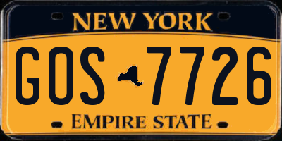 NY license plate GOS7726