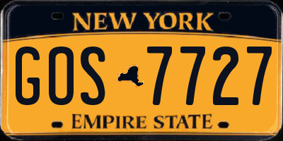 NY license plate GOS7727