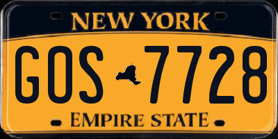 NY license plate GOS7728