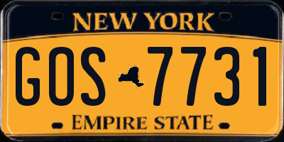 NY license plate GOS7731