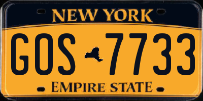 NY license plate GOS7733