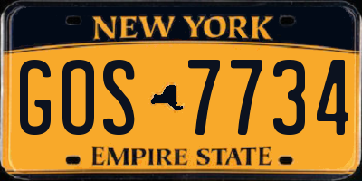 NY license plate GOS7734