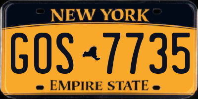 NY license plate GOS7735