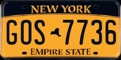 NY license plate GOS7736