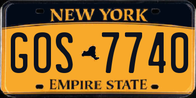 NY license plate GOS7740