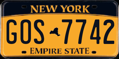 NY license plate GOS7742