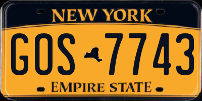 NY license plate GOS7743