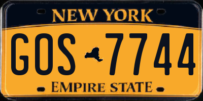 NY license plate GOS7744