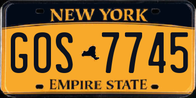 NY license plate GOS7745