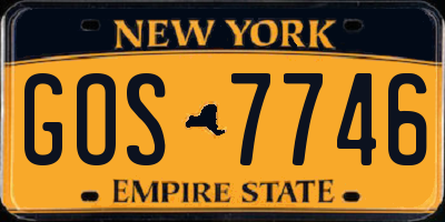 NY license plate GOS7746