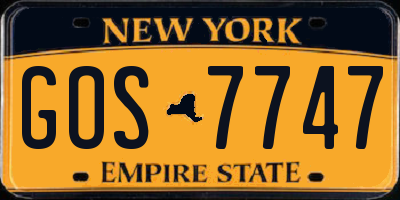 NY license plate GOS7747