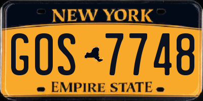 NY license plate GOS7748