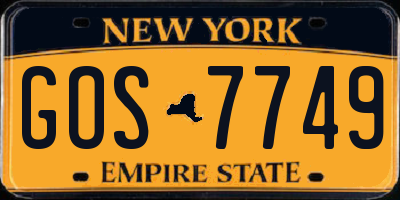 NY license plate GOS7749