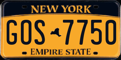 NY license plate GOS7750