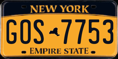 NY license plate GOS7753
