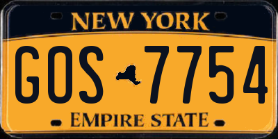 NY license plate GOS7754