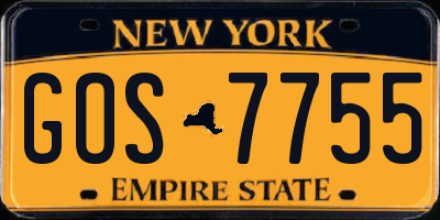NY license plate GOS7755