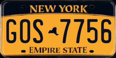 NY license plate GOS7756