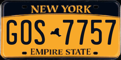 NY license plate GOS7757