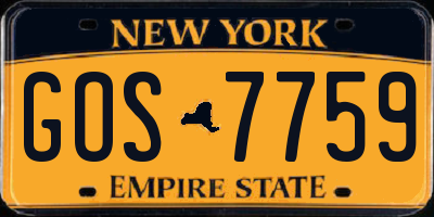 NY license plate GOS7759
