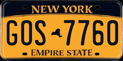 NY license plate GOS7760