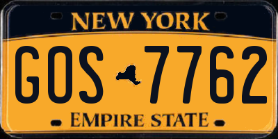 NY license plate GOS7762