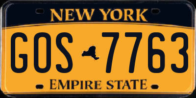 NY license plate GOS7763