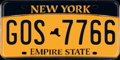 NY license plate GOS7766