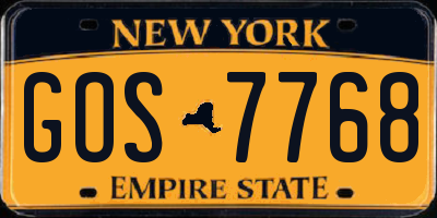 NY license plate GOS7768