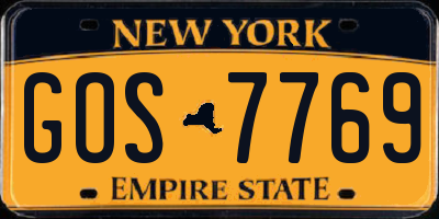 NY license plate GOS7769