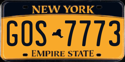 NY license plate GOS7773