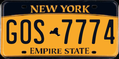 NY license plate GOS7774