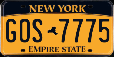 NY license plate GOS7775