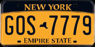 NY license plate GOS7779