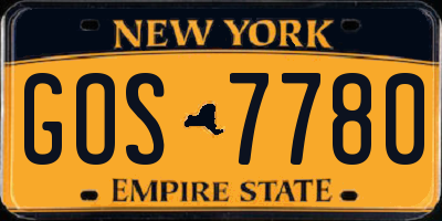 NY license plate GOS7780