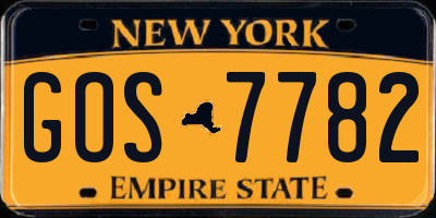 NY license plate GOS7782