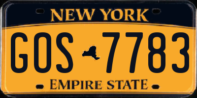 NY license plate GOS7783