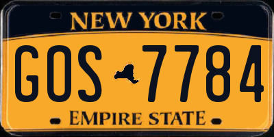 NY license plate GOS7784