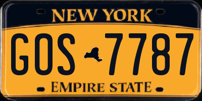NY license plate GOS7787